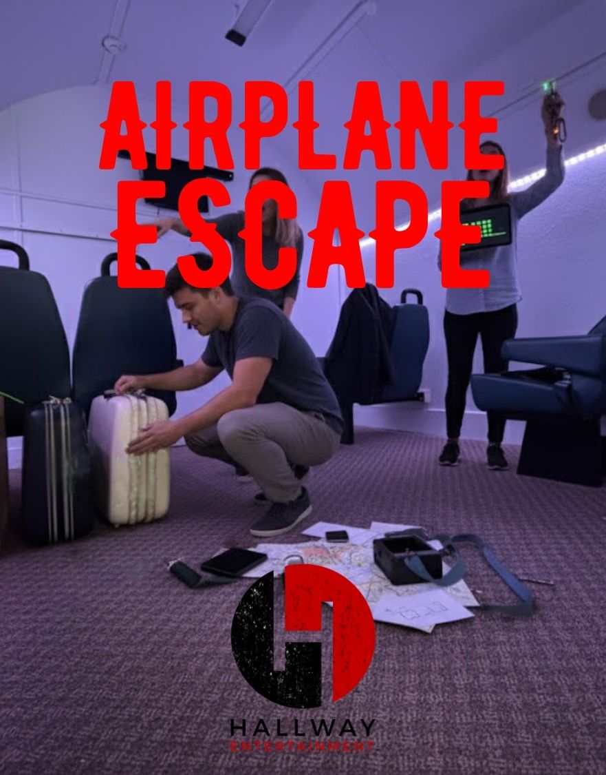 players inside of the airplane escape room